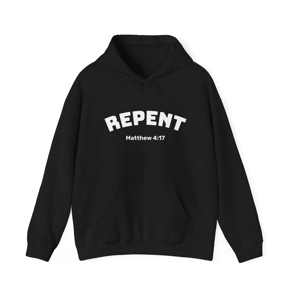 Black Repent Motivational Hooded Sweatshirt