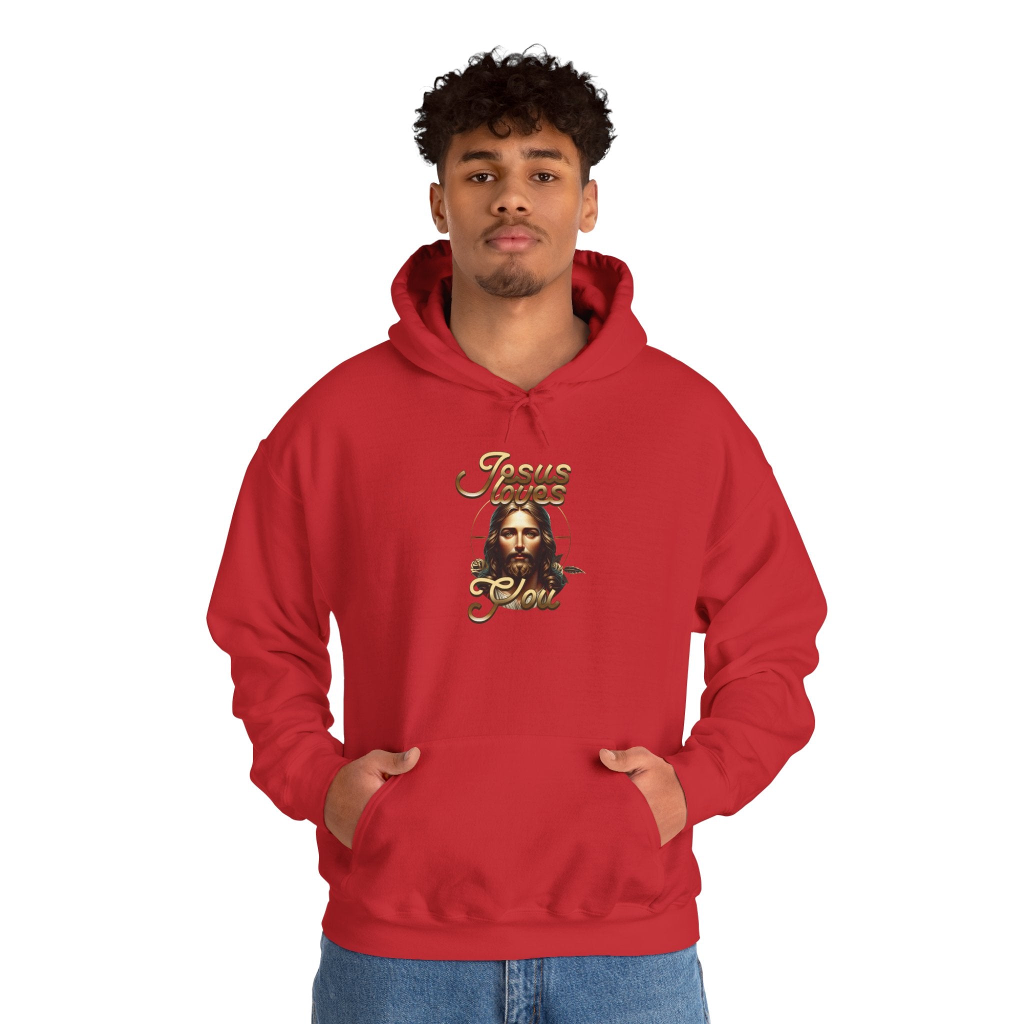 JESUS LOVES YOU Motivational Hooded Sweatshirt