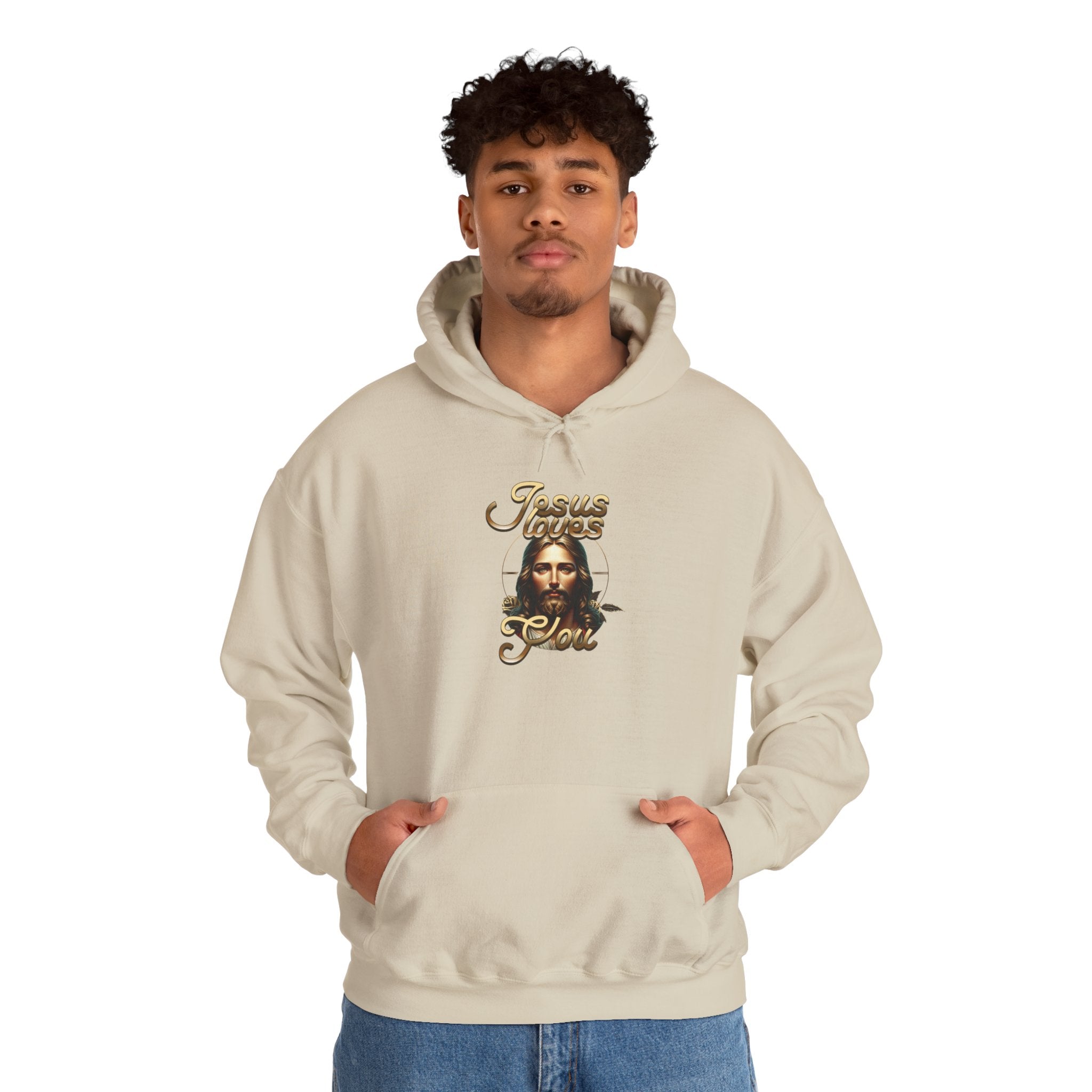 JESUS LOVES YOU Motivational Hooded Sweatshirt