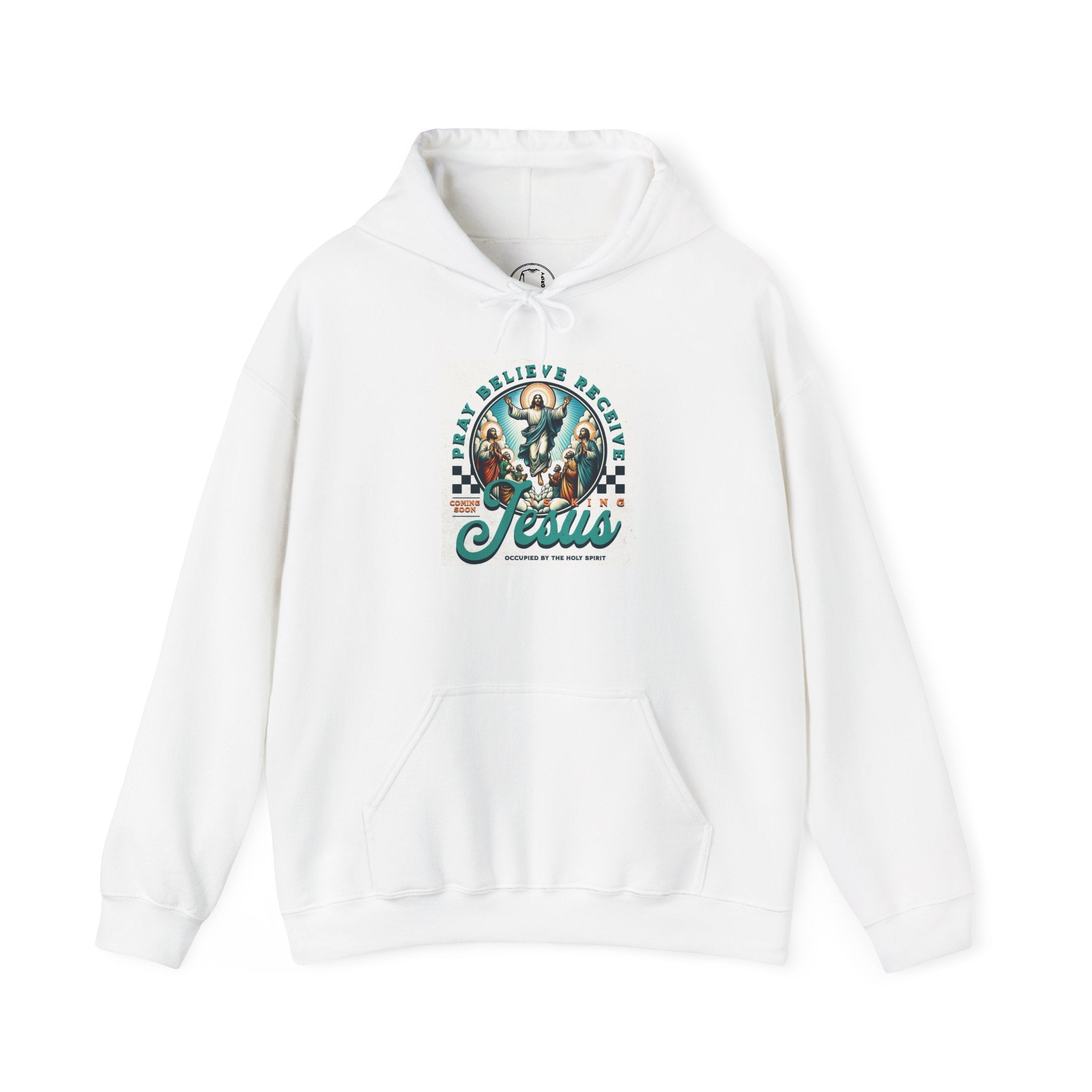 JESUS IS KING White Motivational Hooded Sweatshirt
