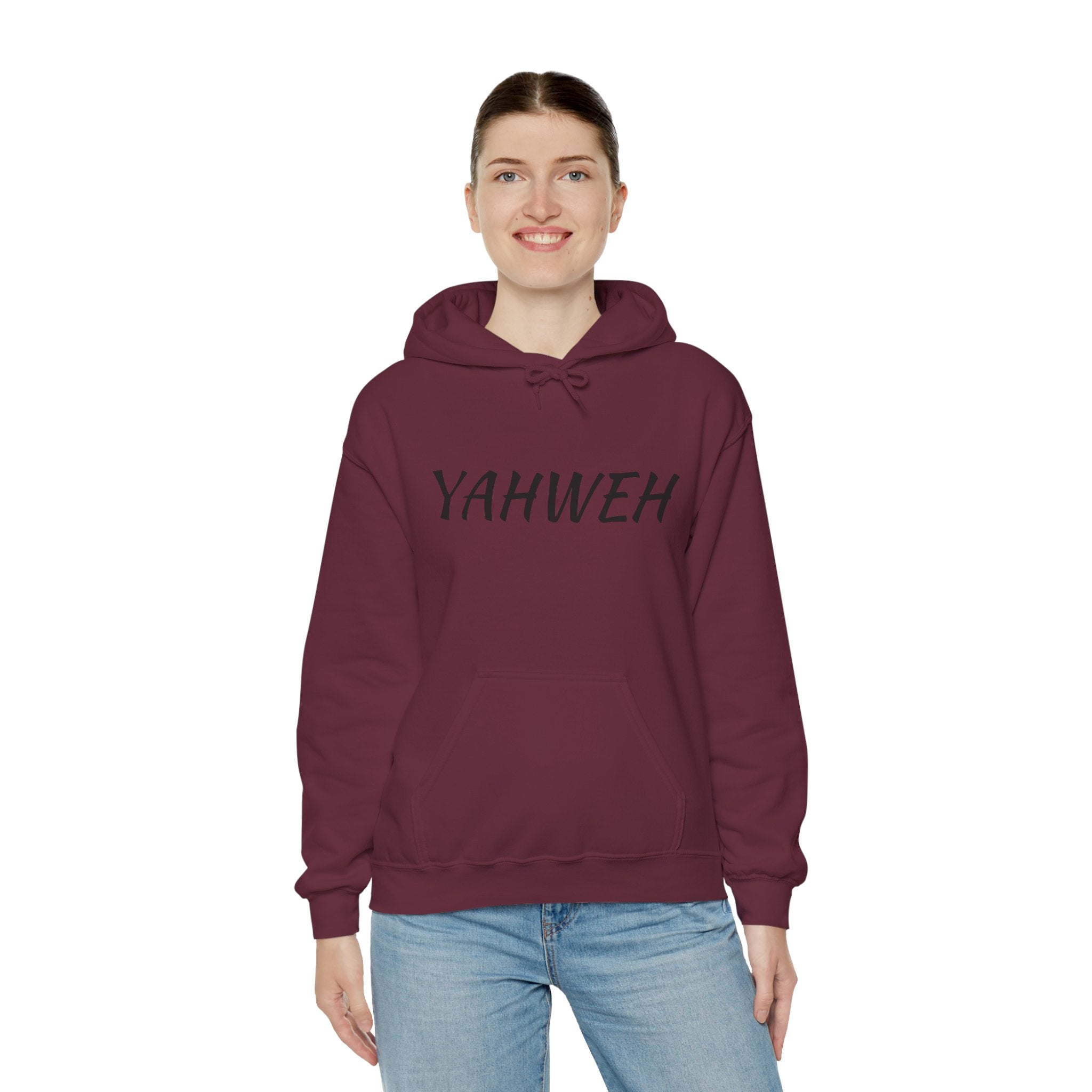 YAHWEH Unisex Heavy Blend™ Hooded Sweatshirt, Cozy Faith Hoodie, Casual Spiritual Sweatshirt, Gift for Believers, Religious Apparel