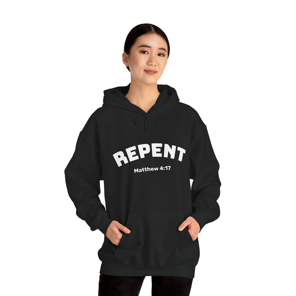 Black Repent Motivational Hooded Sweatshirt