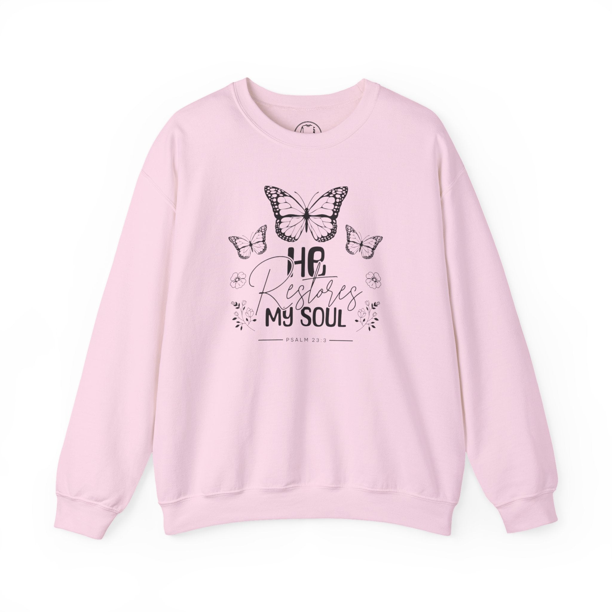 RESTORES MY SOUL Stylish Faith-Inspired Crewneck Sweatshirt