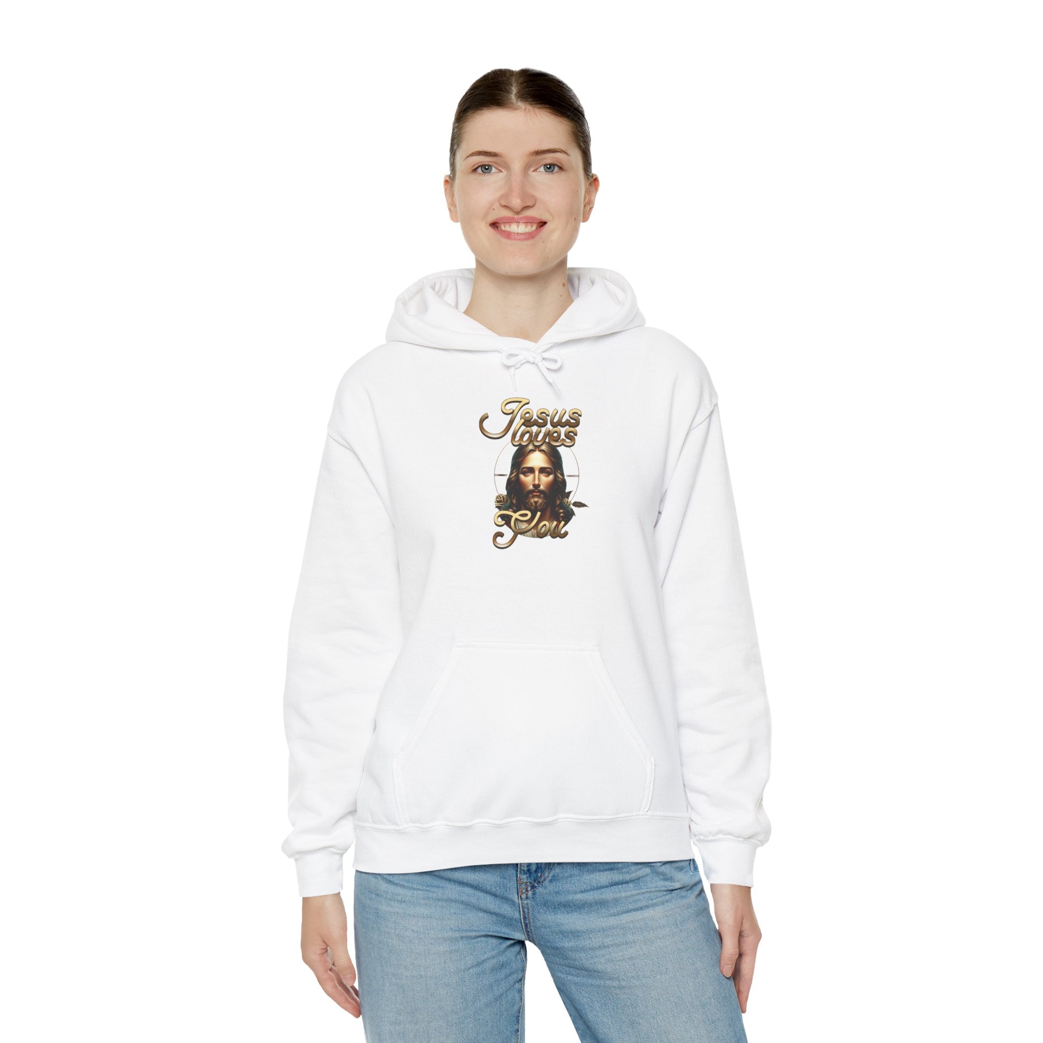 JESUS LOVES YOU Motivational Hooded Sweatshirt