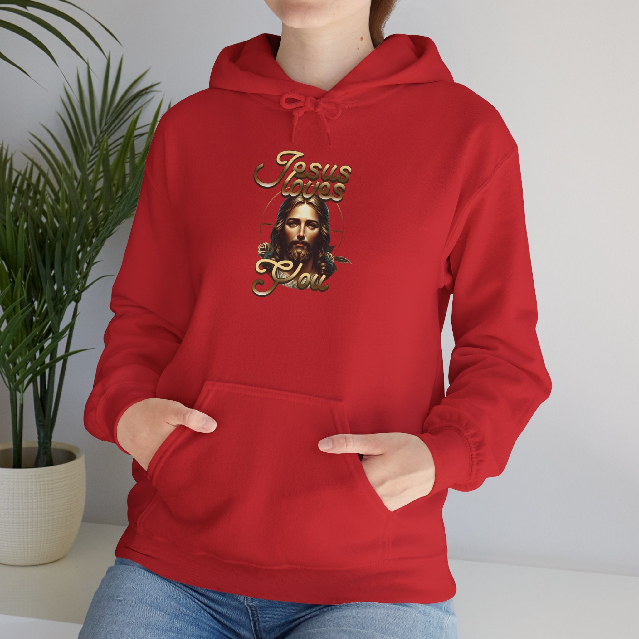 JESUS LOVES YOU Motivational Hooded Sweatshirt