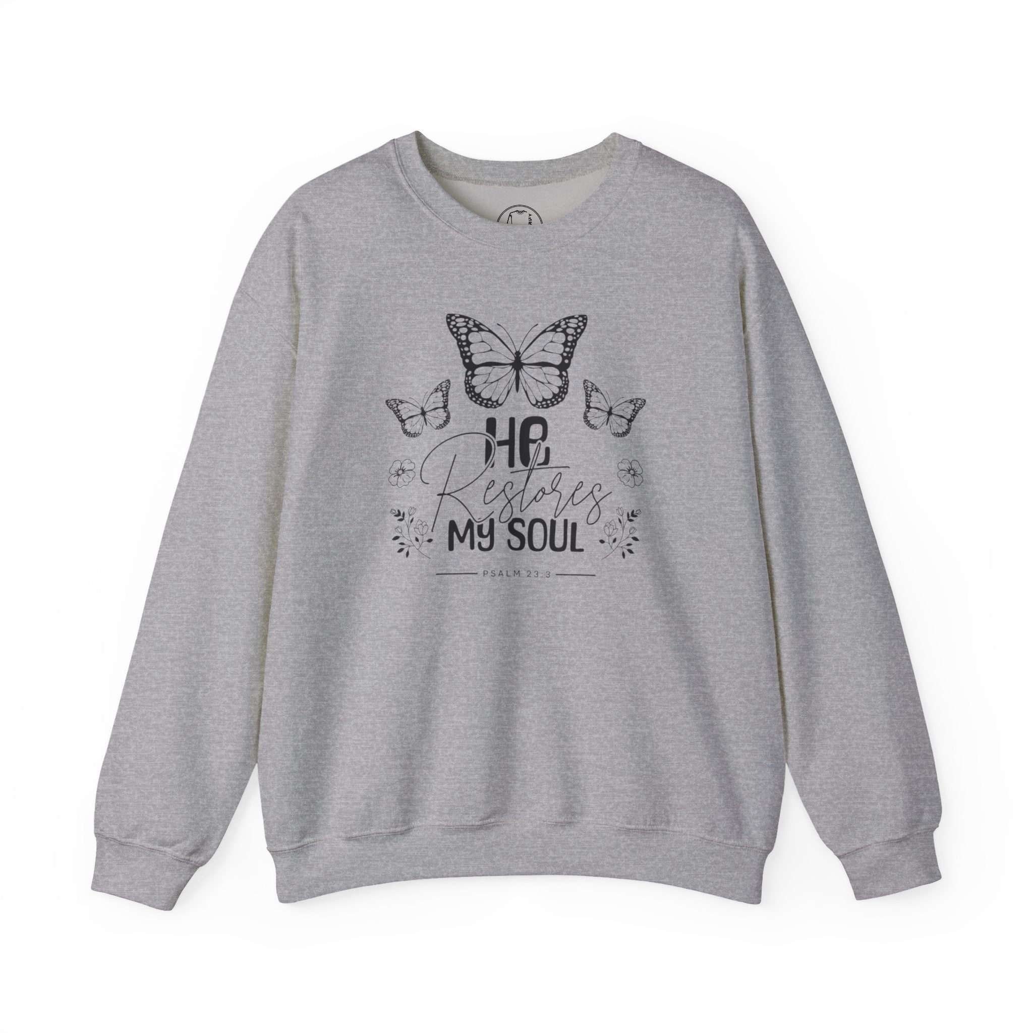 RESTORES MY SOUL Stylish Faith-Inspired Crewneck Sweatshirt