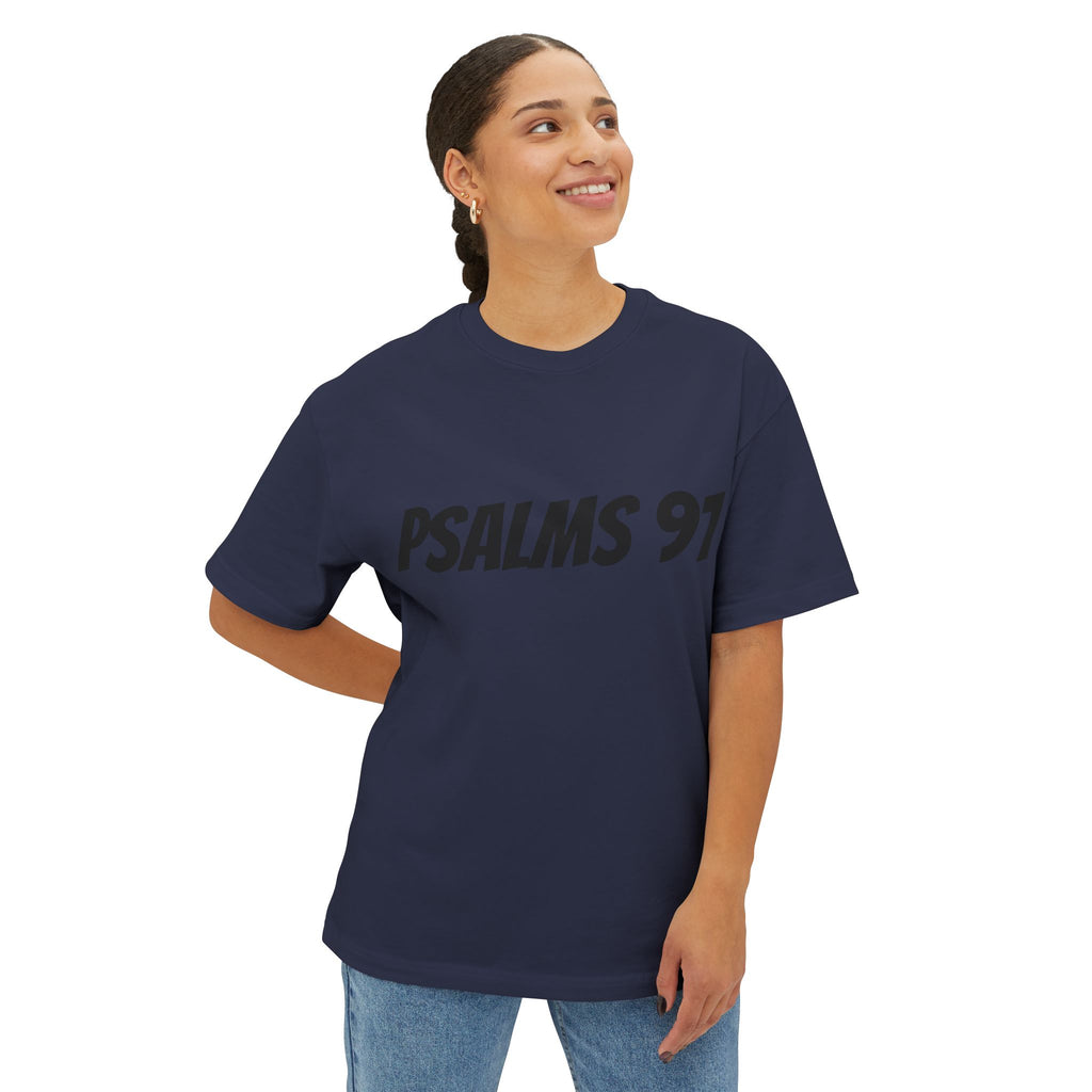 Psalms 91 Unisex Oversized Tee, Casual Wear, Christian Apparel, Gift for Believers, Everyday Statement Shirt