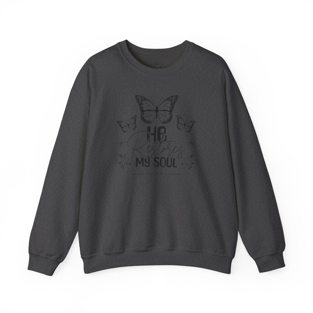 RESTORES MY SOUL Stylish Faith-Inspired Crewneck Sweatshirt