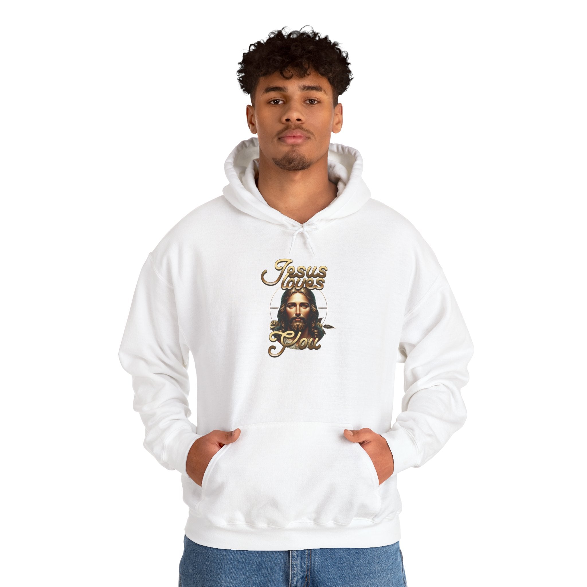 JESUS LOVES YOU Motivational Hooded Sweatshirt