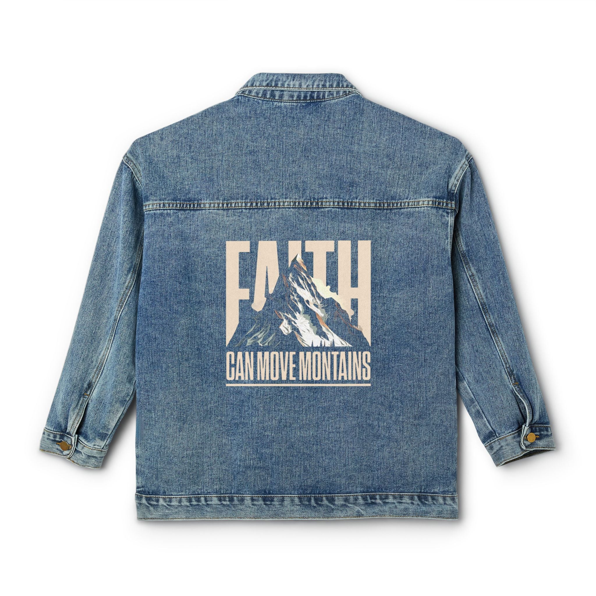 FAITH CAN MOVE MOUNTAINS Women's Denim Jacket