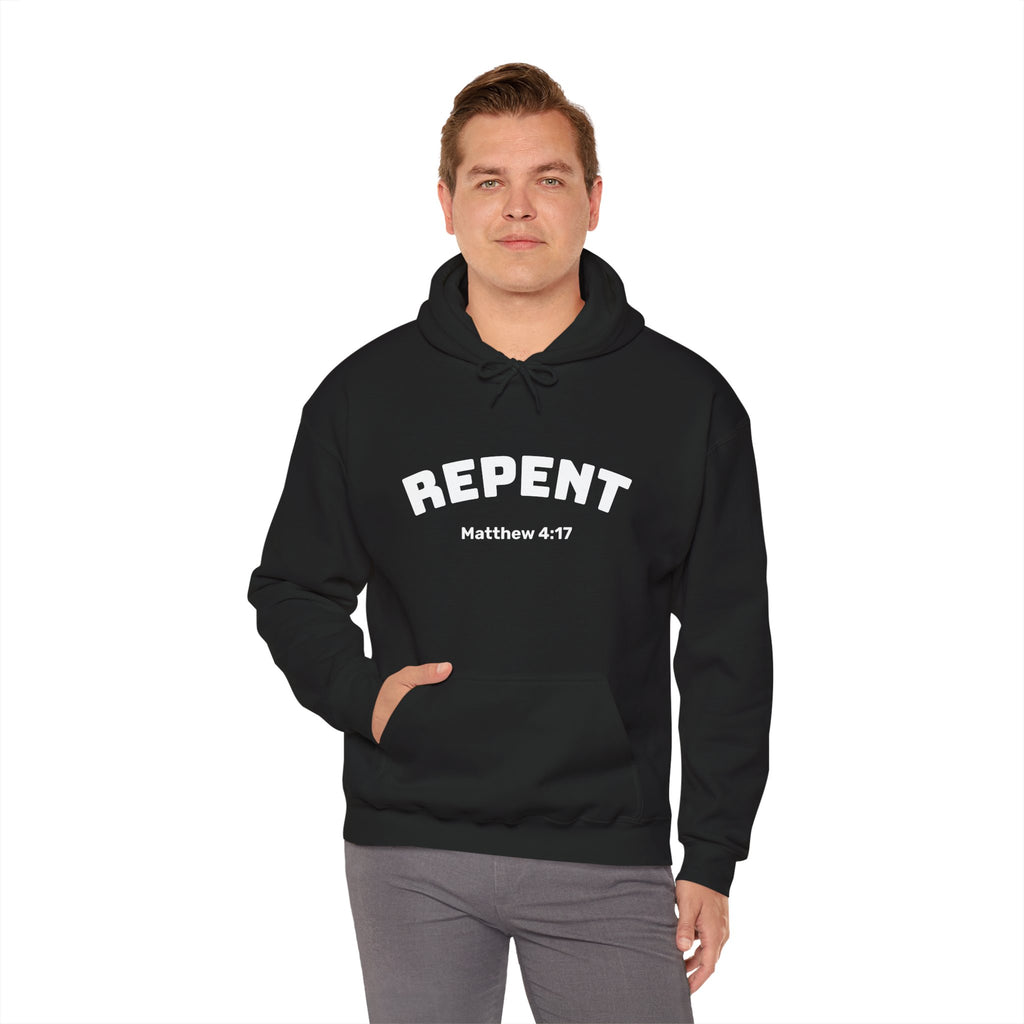 Black Repent Motivational Hooded Sweatshirt