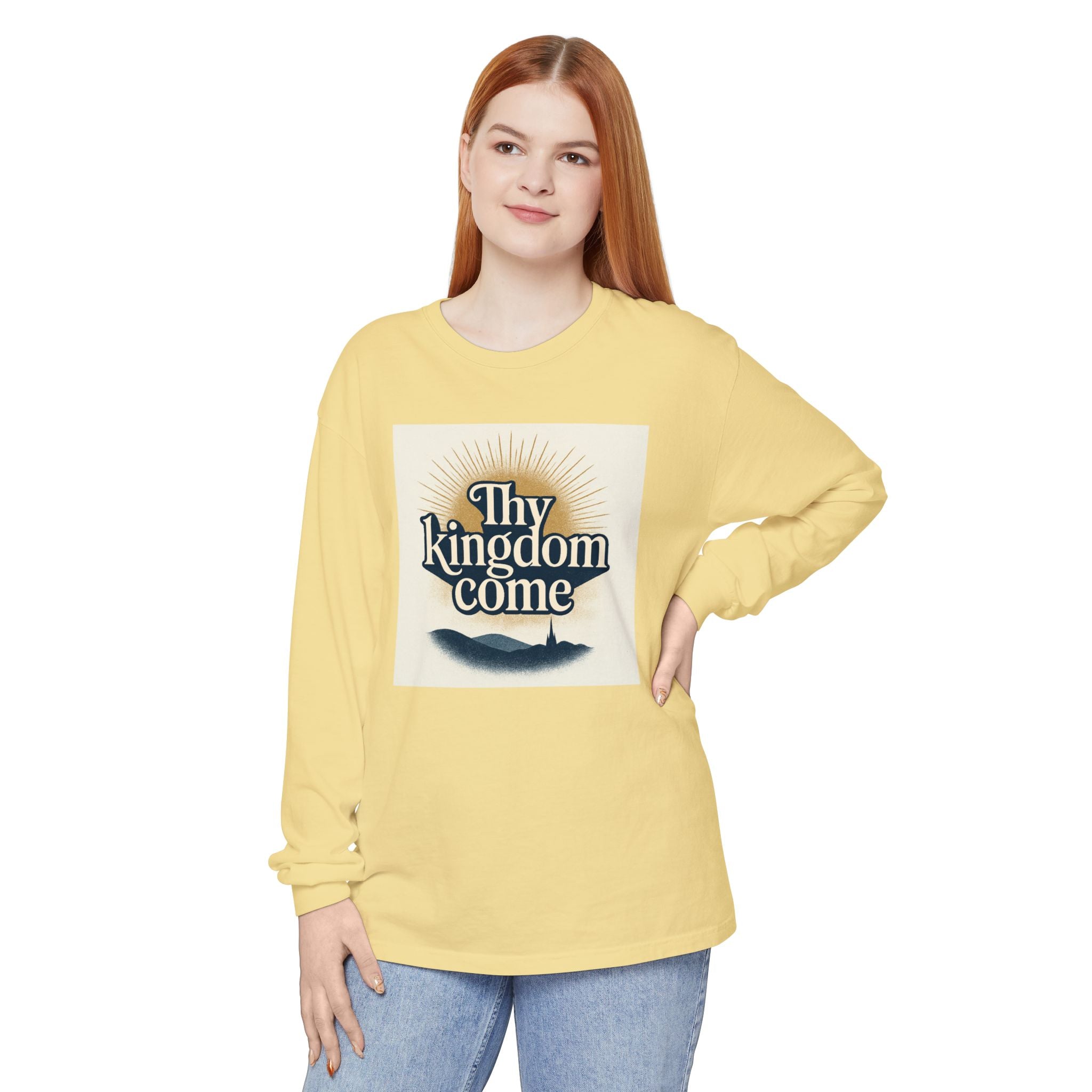 Send Me Garment-Dyed Long Sleeve Shirt - Here Am I! Send Me! Tee